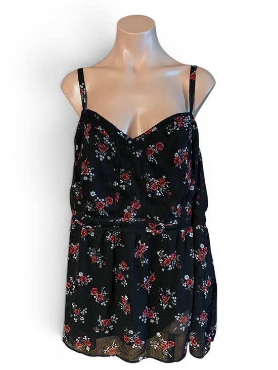 torrid Tops - Torrid Plus Size 4X Black Floral Chiffon Smocked Camisole Blouse Tank Top